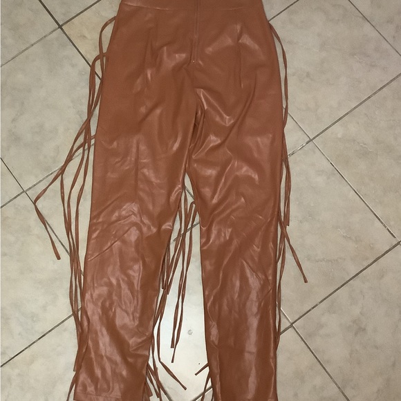 Faux Tan Leather Pants w/strings. Sz XL - Picture 4 of 8